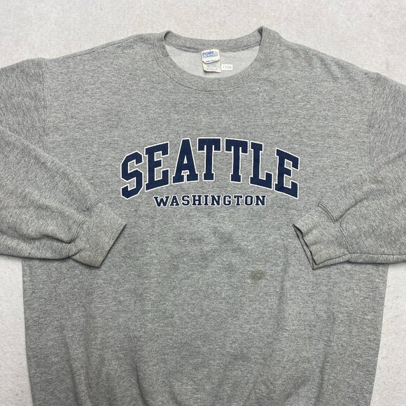 Vintage Seattle Washington Sweatshirt Men's XL Gray Printed Fleece Pullover - Picture 1 of 12